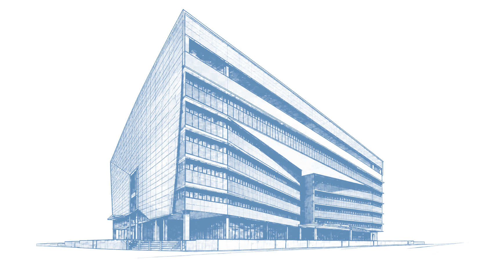 Architectural line-art study of the Maritime and Port Authority Building at Tuas